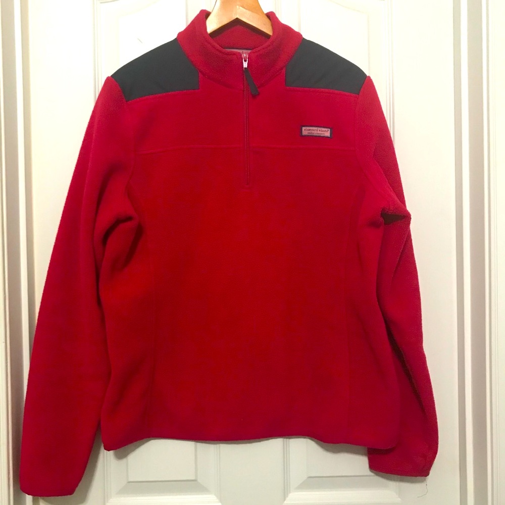 Vineyard Vine fleece pullover. Hole in left sleeve. Size Large